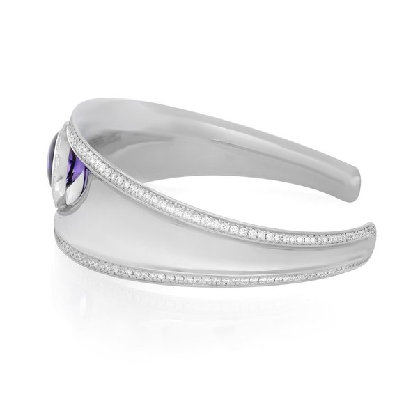 Chopard Imperiale Amethyst and Diamonds Cuff Bracelet 18k White Gold 2.38cttw - Picture 4 of 5